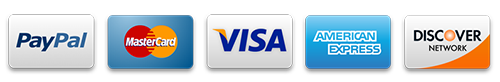 Visa, MasterCard, American Express, Discover and PayPal accepted